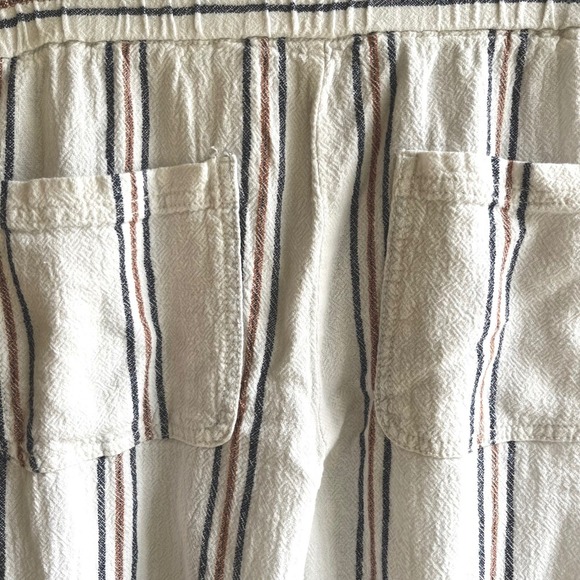 Jolt Striped Shorts Womens L Large Casual Summer Boho Beige Brown Blue Linen - Picture 10 of 16
